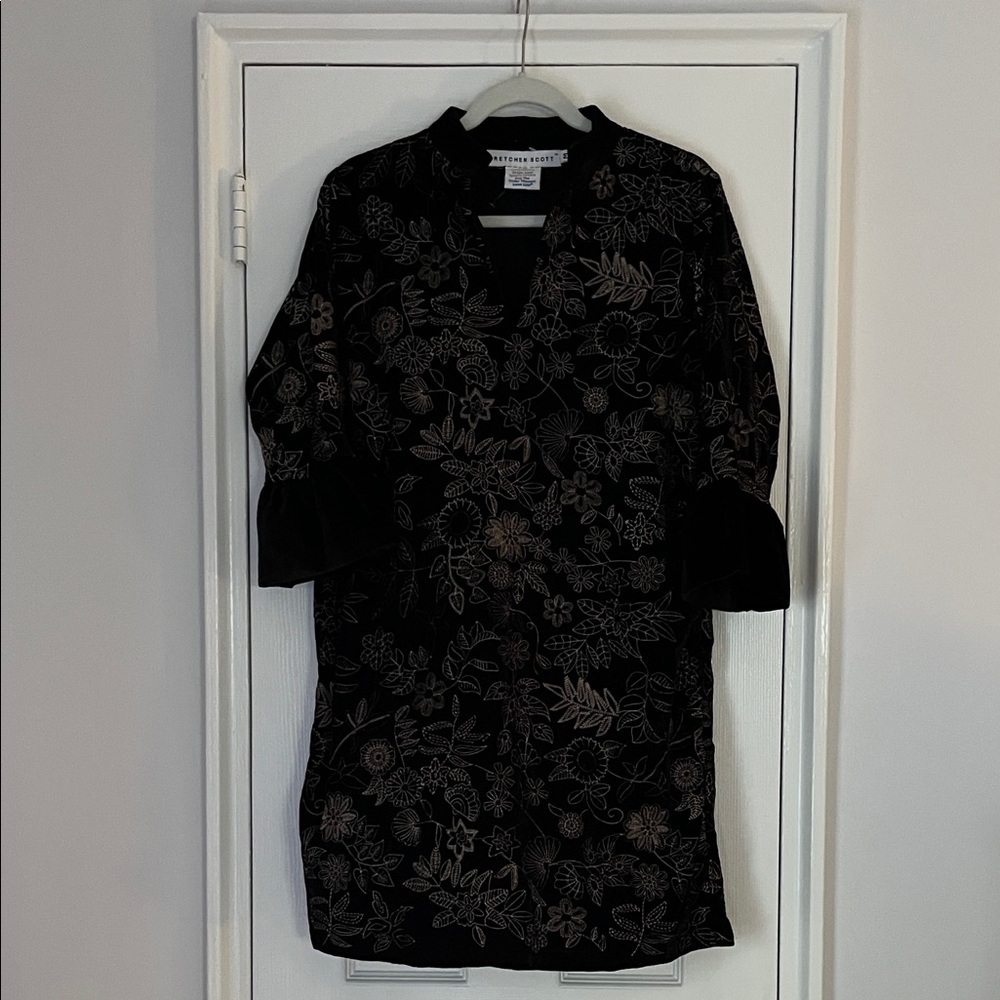 Vintage Gretchen Scott Embroidered Velvet Dress